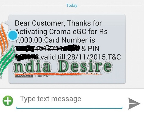 India Desire : Mha Loot Offer: Get Croma Retail Gift Voucher Worth Rs 1000 For Sending A SMS